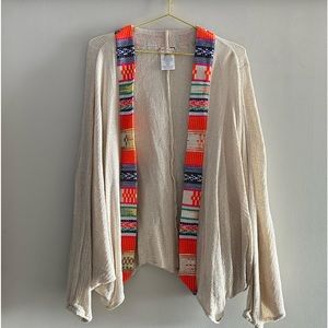 Free People Kimono Cover-Up Wrap in Taupe/Multi